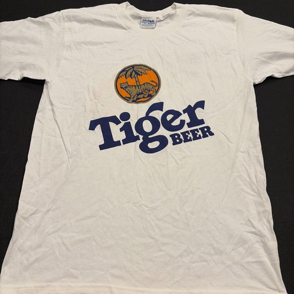 Vtg Gildan Heavyweight White Shirt Tiger Beer Promo Tee Be An Animal 90s Large